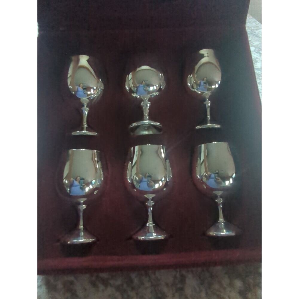 Vintage‎ Godinger Silver Art Company (GSA) - Set, 6 Goblet -Liquor Glasses Only